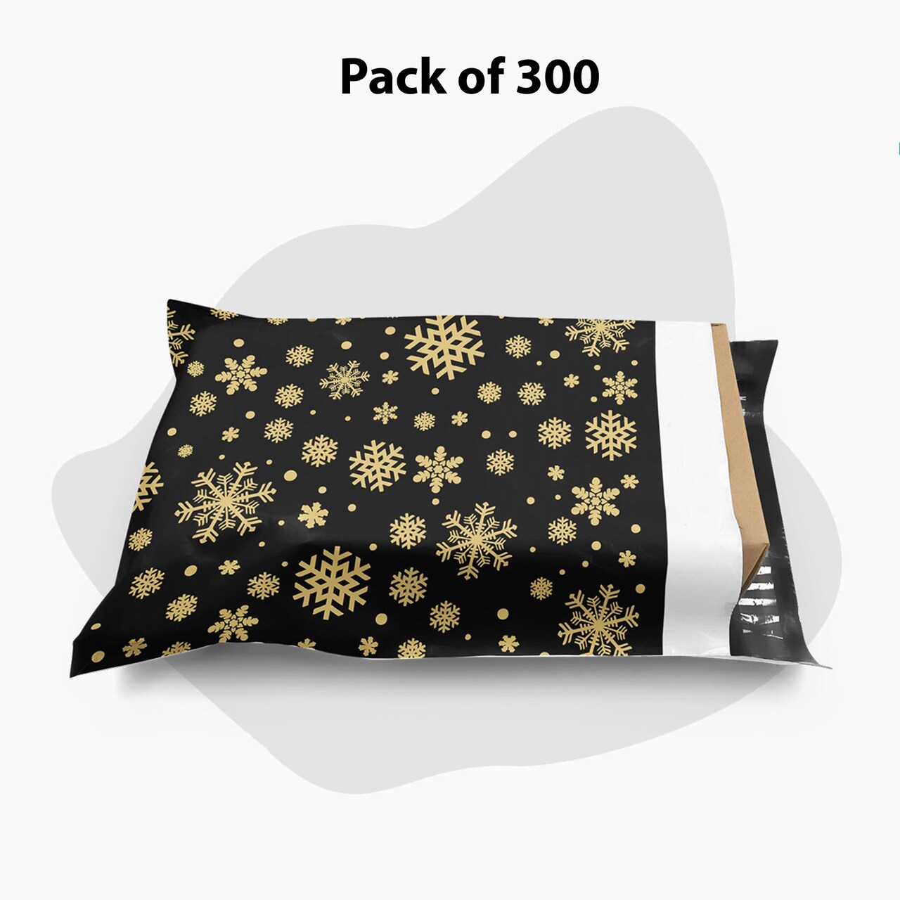 10 x 13 Christmas Tree Black and Gold Holiday Poly Bag Mailer Envelopes 2 Mil